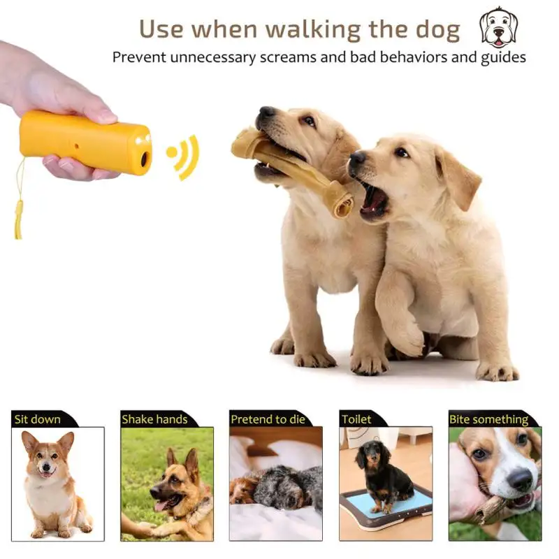 3 in 1 Dog Anti Barking repel Ultrasonic Training Repeller Stop Bark Control accessory With LED Flashlight | Дом и сад