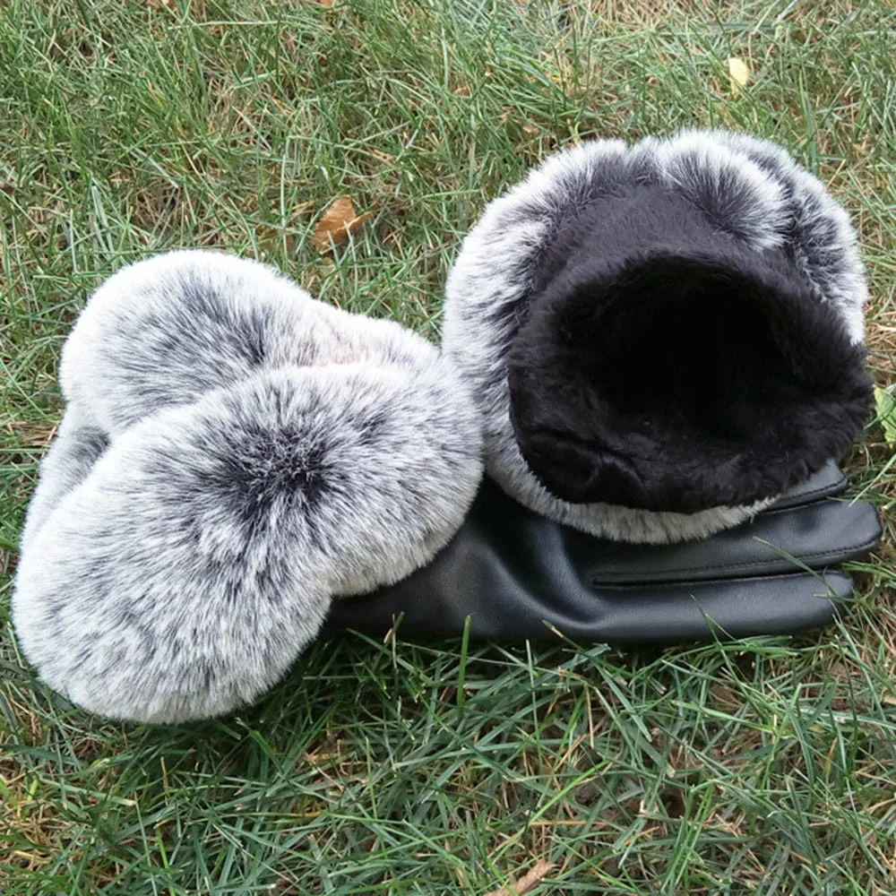 1 пара женские черные перчатки из искусственной кожи осенне зимние теплые