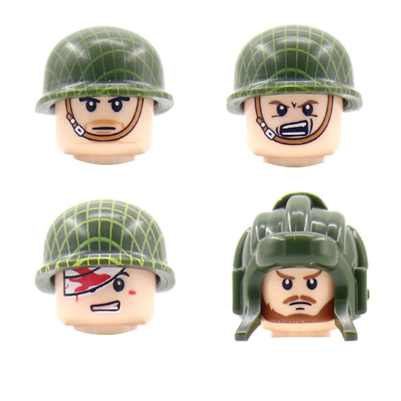 

Military US Army Soldier Figures Accessories Building Blocks WW2 Wounded Soldier Infantry Helmet Parts Bricks Toys For Children