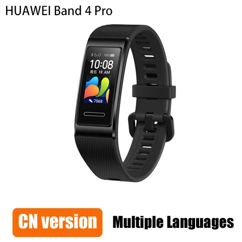 black Смарт-браслет huawei Band 4 Pro gps, металлическая рамка, цветной сенсорный экран, датчик уровня кислорода в крови, датчик сердечного ритма, браслет для сна - Цвет: black