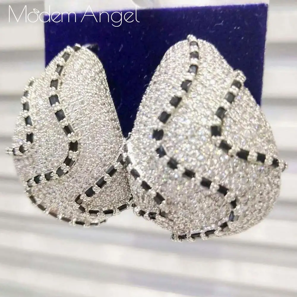 

ModemAngel trendy Geometric round Hoop Earrings For Women Accessories Full Cubic Zirconia Earrings Jewelry pendientes mujer moda