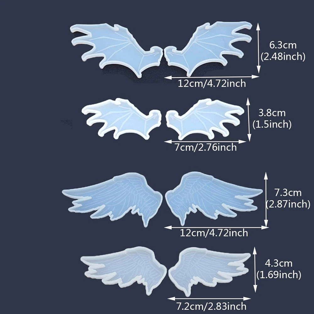 1 пара Ангел крылья демона из хрустальной эпоксидной силиконовая форма для литья