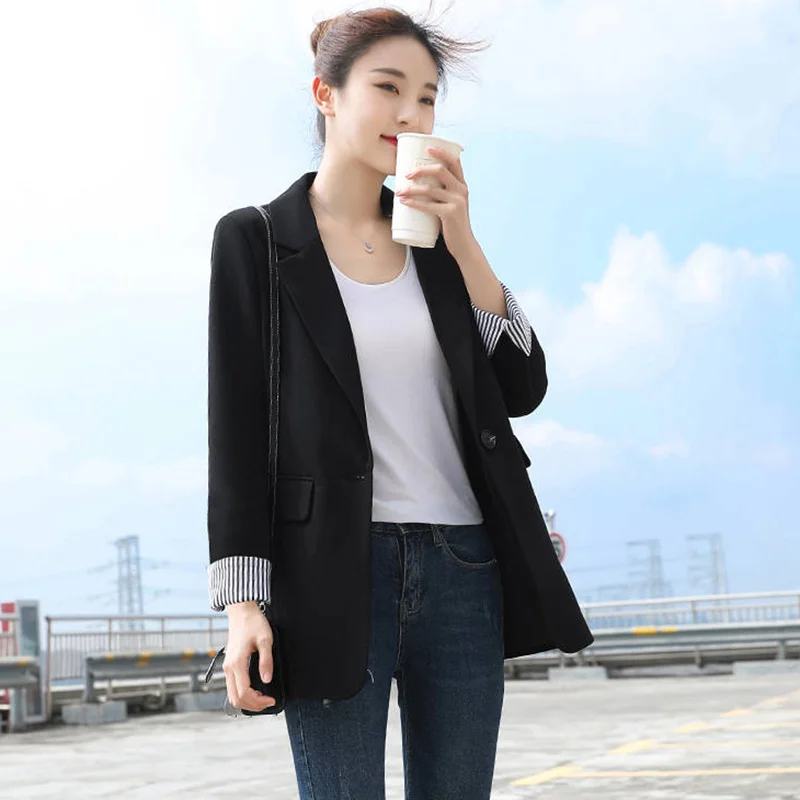 Высокое качество женские черные блейзеры пальто Новое поступление 2020 Весенняя