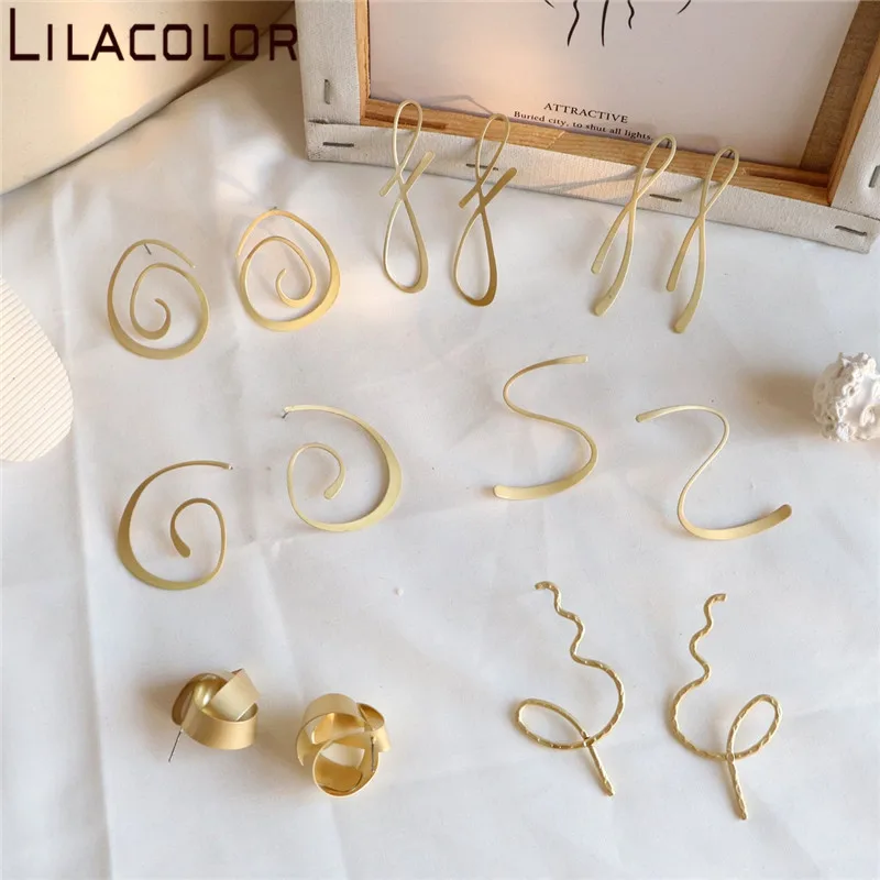 Длинные женские серьги-гвоздики Lilacolor Hyperbole металлические Асимметричные