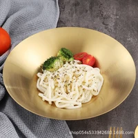 korean style 304 deepening plate stainless steel plate golden round fruit plate spaghetti plate home dish noodles plate
