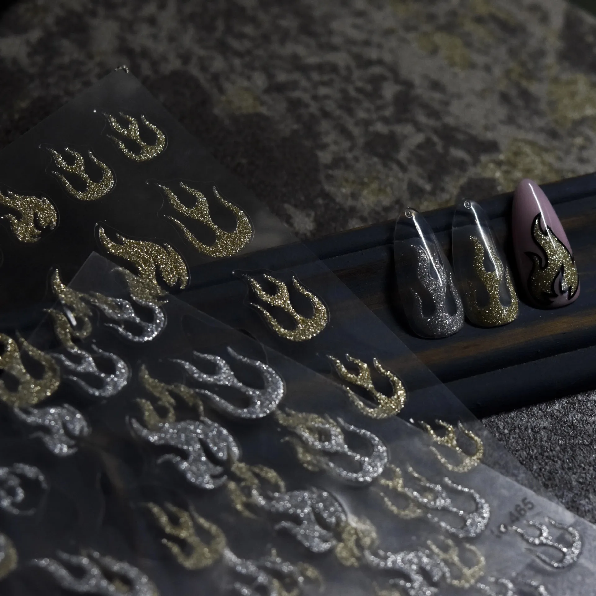 5D Позолоченные рельефные наклейки для дизайна ногтей Маникюрные Золотой