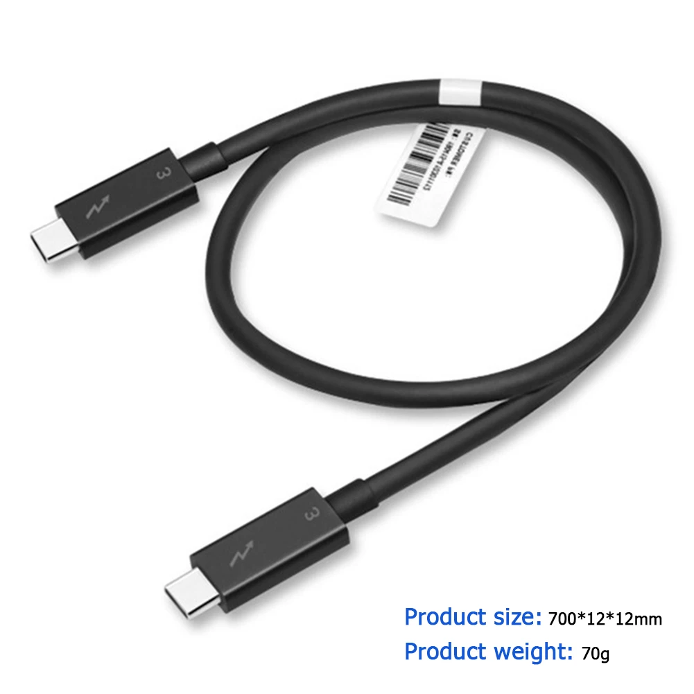 

2.3ft Thunderbolt 3 Cable 40Gbps 100W Charging 5K 60Hz USB C to USB C Cord