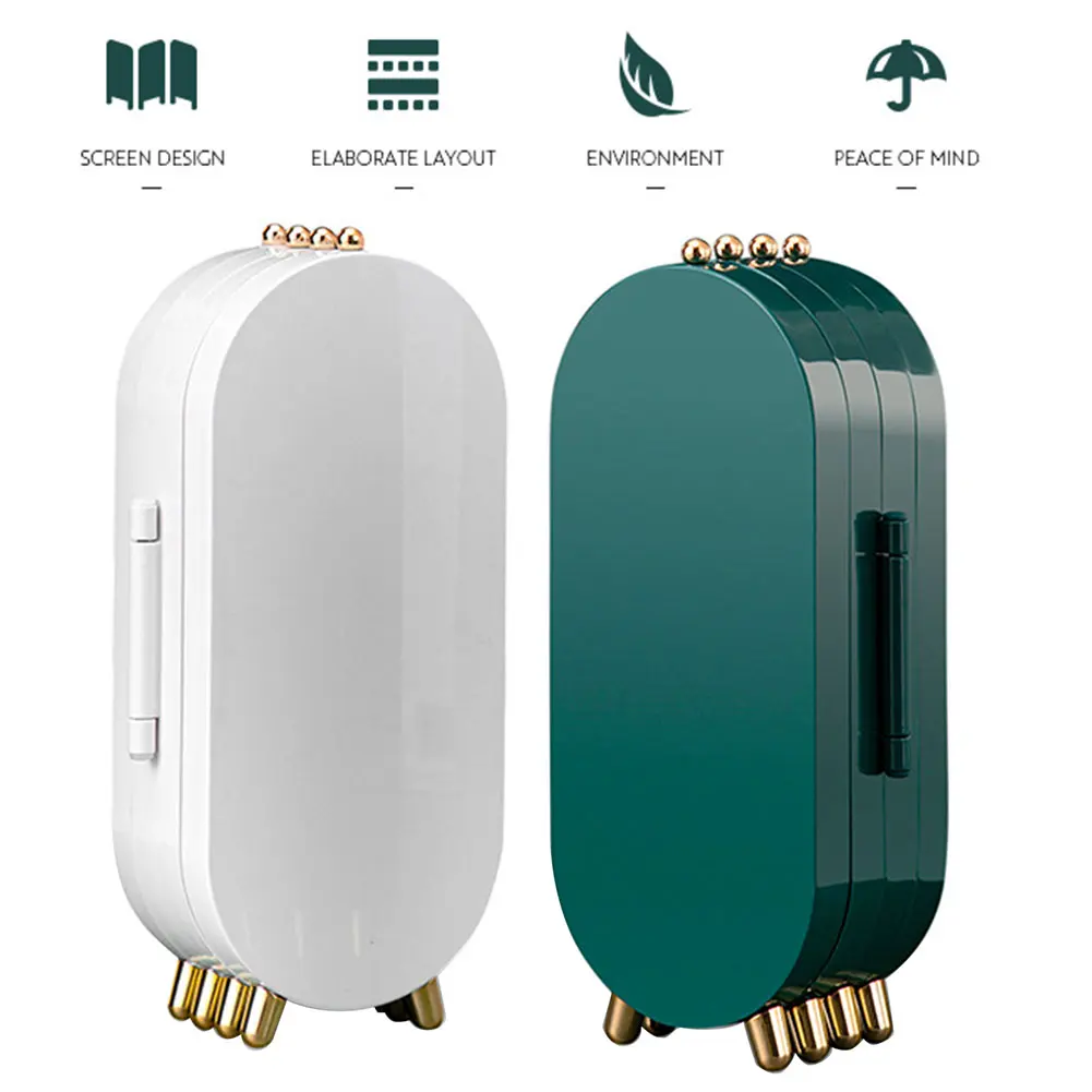 

With Mirror Dustproof Foldable Hanging Gift Fashion 153 Holes Necklaces Display Earring Holder 4 Tiers Jewelry Organizer Desktop