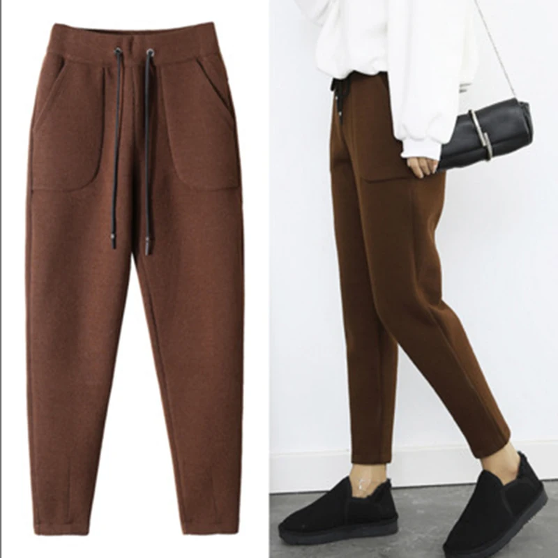 

Женские утепленные брюки-карандаш, модель сезона осень-зима 2023 года, женский шерстяной костюм, брюки свободного покроя, женские брюки, Капри