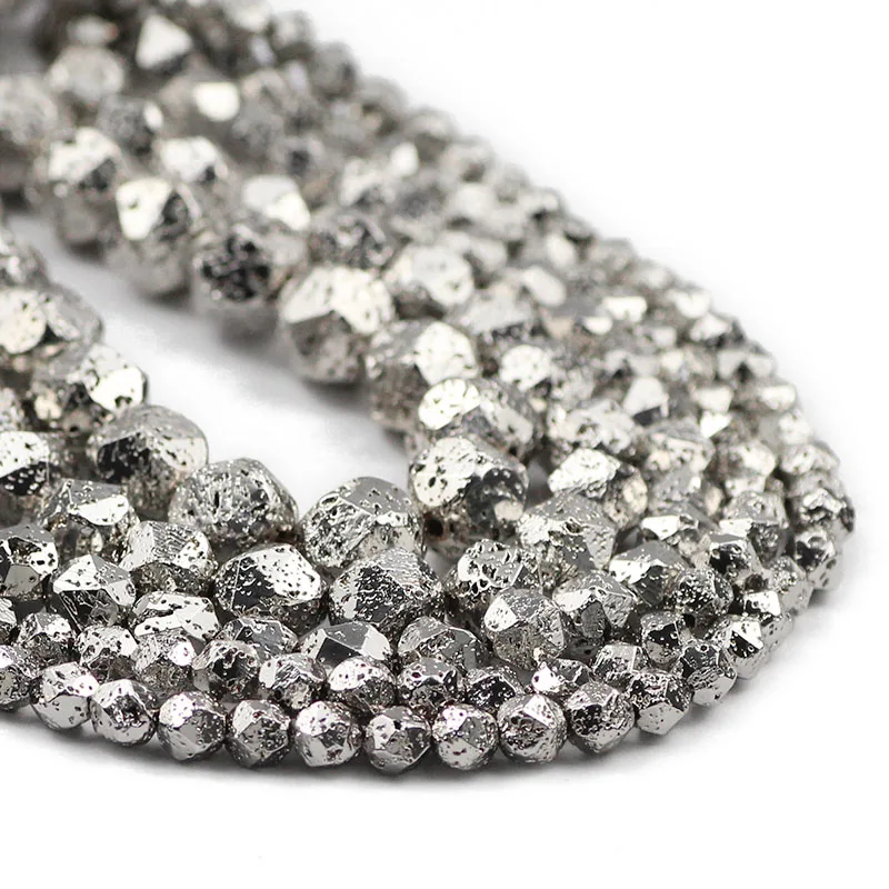 

Граненый круглый натуральный лавовый камень, распорка, белый золотой цвет, вулканические камни, свободные бусины, бриллиантовый браслет 6/8/...