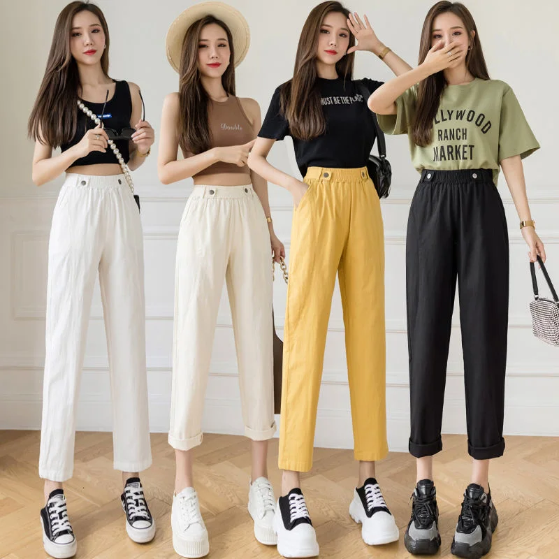 

Ice silk cotton hemp Harem Pants thin 2021 summer new linen slim loose Capri pants 1044#p48