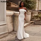 RODDRSYA простой сатин свадебное платье 2022 стильное платье с вырезом лодочкой с открытыми плечами на молнии сзади со шлейфом Свадебное платье под заказ
