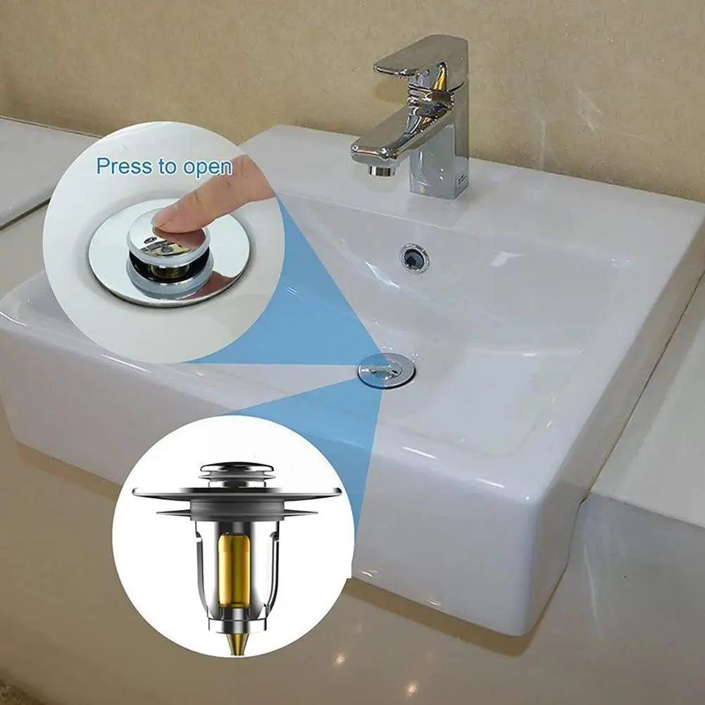 

Universal Steel Up Bounce Core Sink Drain Filter Hair Catcher Stopper Deodorant Tool Bathroom Bath Kitchen K6C1