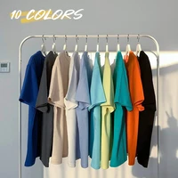 2022 spring and summer mens 100 cotton solid color loose short sleeve t shirt mens youth casual short sleeve top