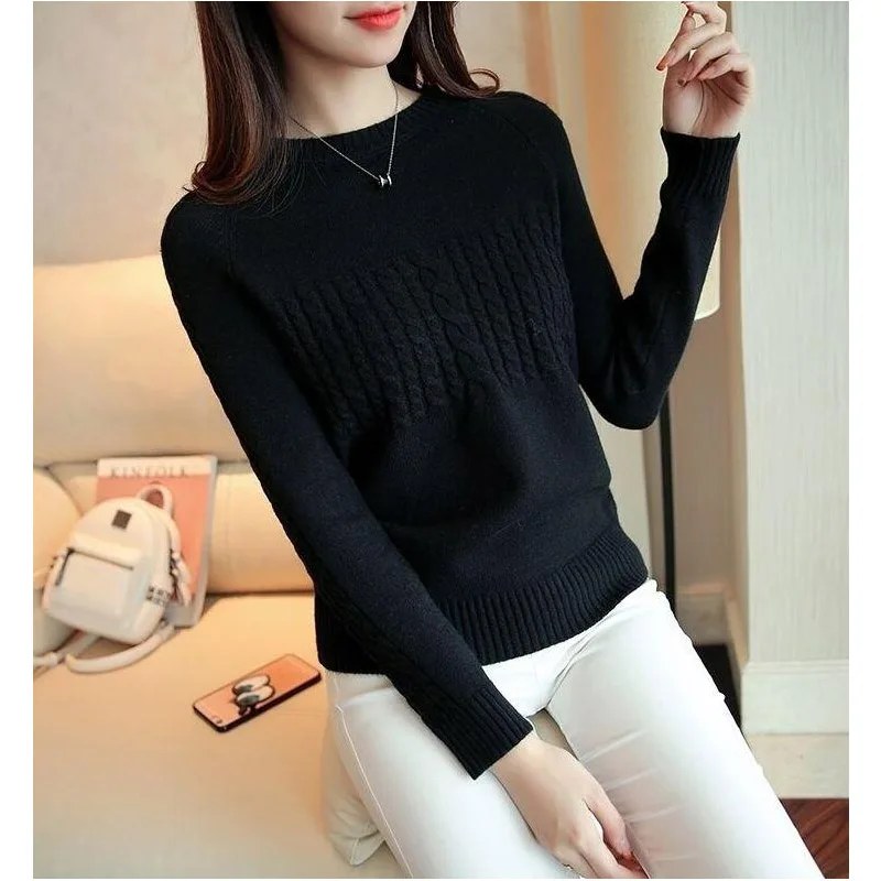 

Базовый плотный вязаный свитер высокого качества, осенне-зимний теплый женский пуловер, свитер, мягкий женский джемпер с длинными рукавами ...
