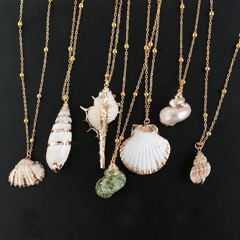 

Fashion Boho Conch Shell Necklace Shell Gold Chain Necklace Women Seashell Choker Necklace Pendants Jewelry Bohemian Female