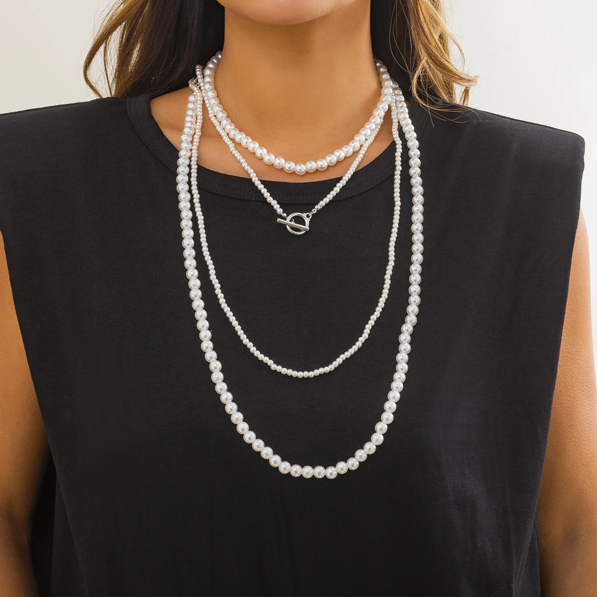 

Lacteo Bohemian Long Imitation Pearl Choker Necklace for Women Fashion OT Buckle Multilayer Beads Chain Necklaces Jewelry Gifts