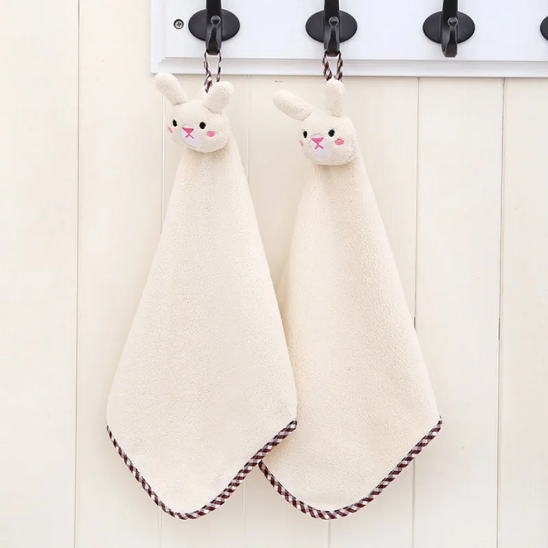 

Eyliden 2PCS Kitchen Towel Microfiber Cloth Cute Cartoon Hanging Absorbent Towels Thickened Coral Velvet Dishcloth Hand Towels
