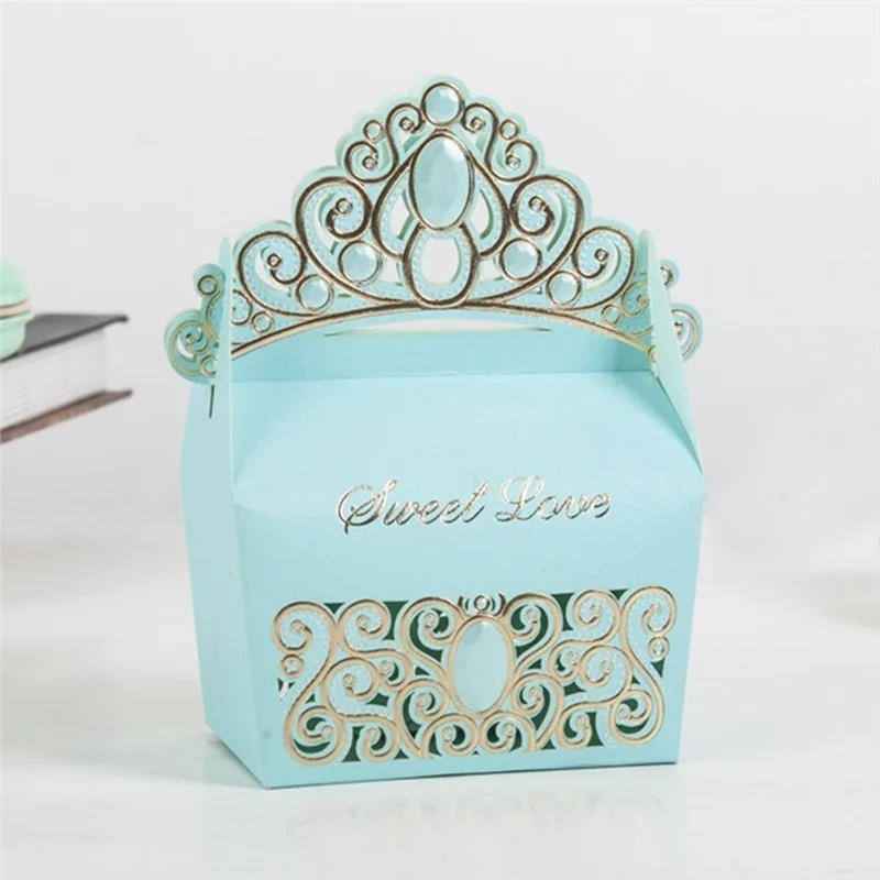 

50Pcs Candy Box European Crown Shaped Candy Gifts Boxes for Wedding Ceremony Wedding Baby Shower Party Supplies