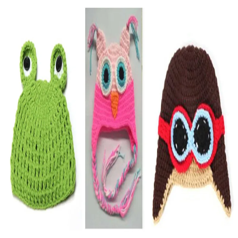 

European And American Owl Manually Knitting Wool Hats Cute Astronauts Cap Fashionable Frog Hat Baby Photo Decoration