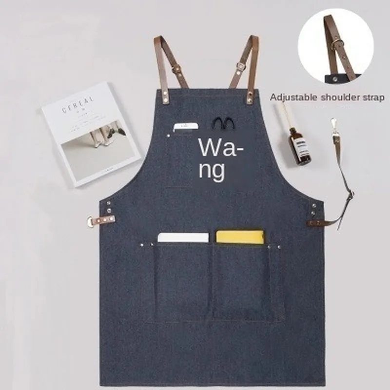 Модный джинсовый фартук для женщин и мужчин Milktea кофейня западный ресторан кухня