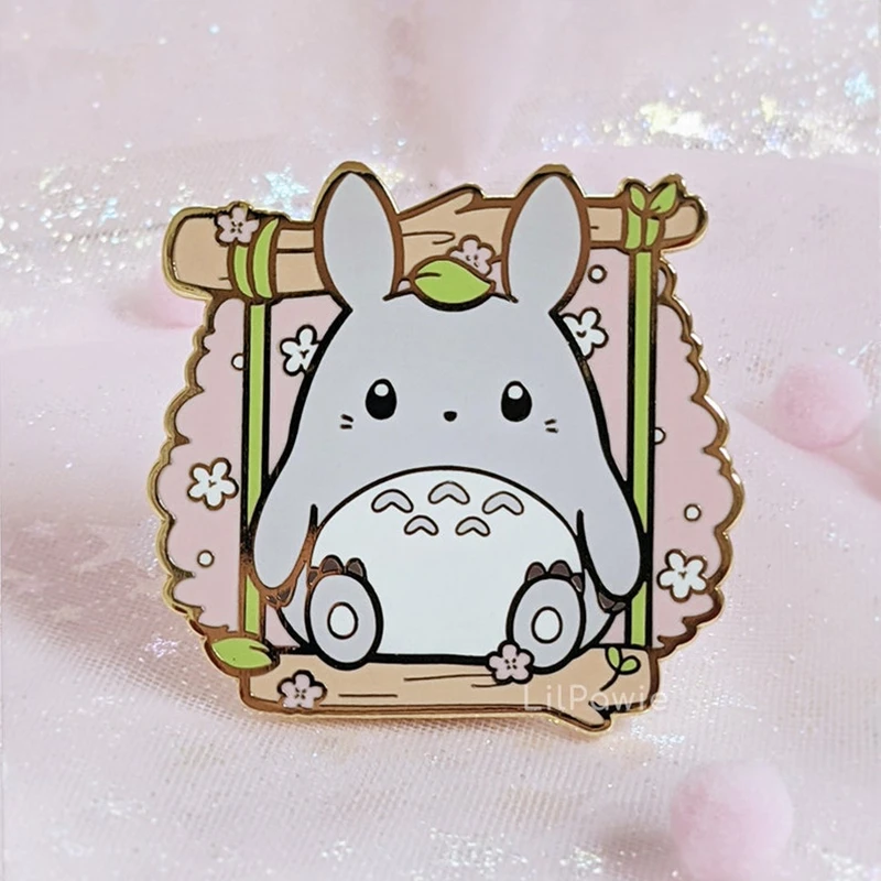 

Anime Cartoon Cute Totoro Pink Kawaii Hard Enamel Badge Enamel Brooch Lapel Backpack Pin Couple Party Jewelry Gift Accessories