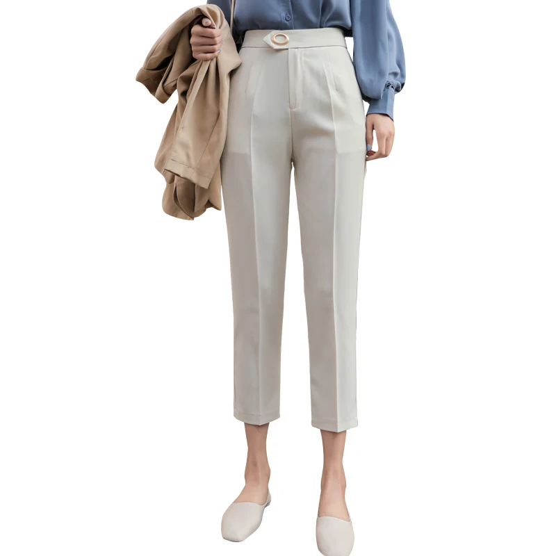 Черные узкие брюки для женщин модные элегантные офиса летние повседневные