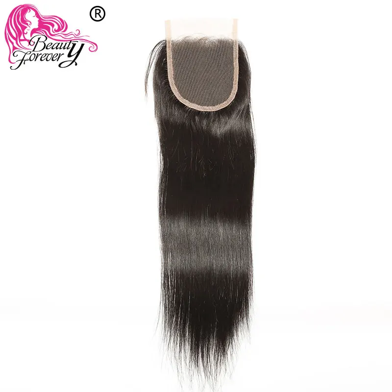 Beauty forever бразильские прямые кружева закрытие Remy человеческие синтетические волосы 4*4 часть Средний коричневый швейцарский кружева 10-20 дюймов
