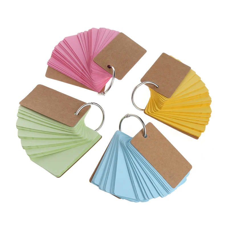 

1PC(230 sheets)Kraft Paper Binder Ring Easy Flip Flash Cards Study Memo Pads DIY Stationery Bookmark School Office Supply