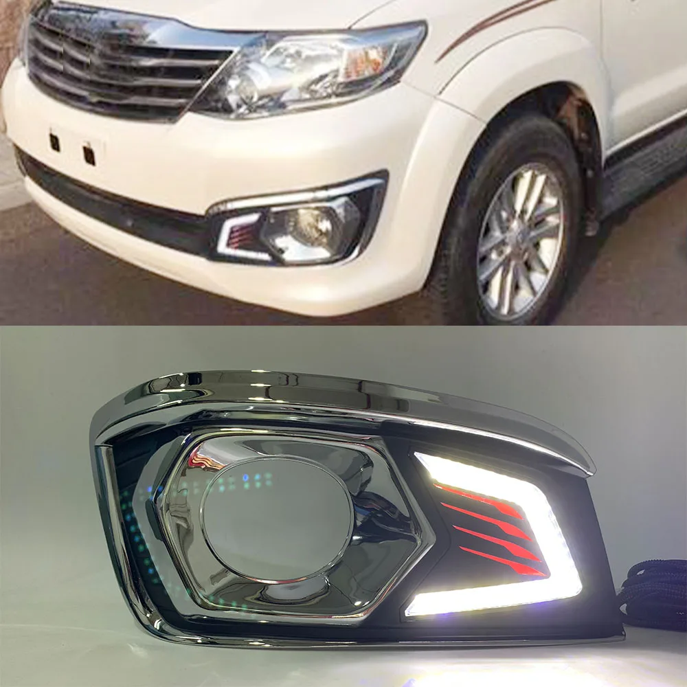 Car Flashing 2PCS LED DRL For Toyota Fortuner 2012 2013 2014 daylight Daytime Running Lights fog lamp with Harness switch | Автомобили и