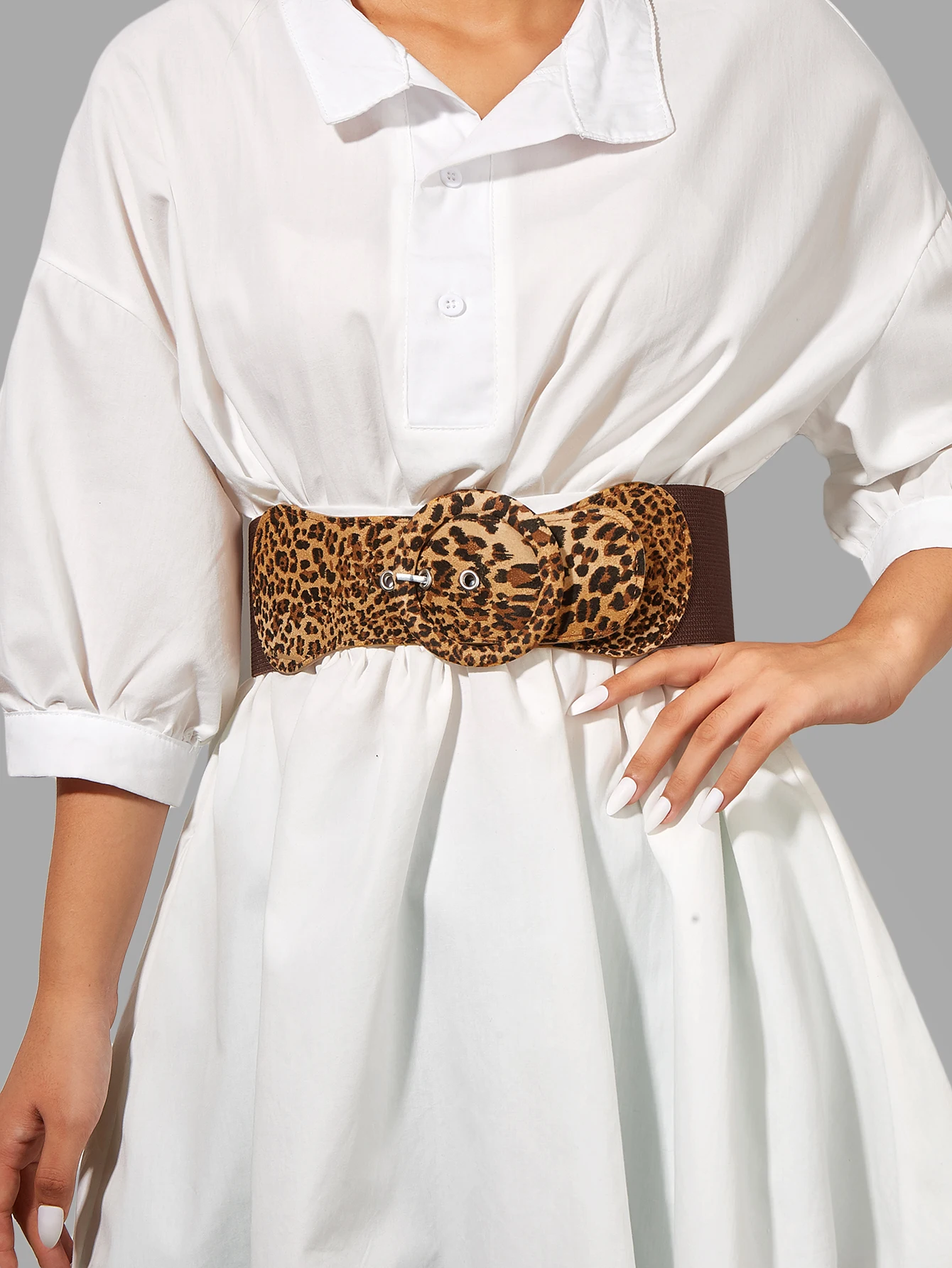 Brand New Best-Selling Personality Pin Buckle Suede Elastic Wide Waist Sexy Wild Leopard Decorative Belt Female Outer Dress