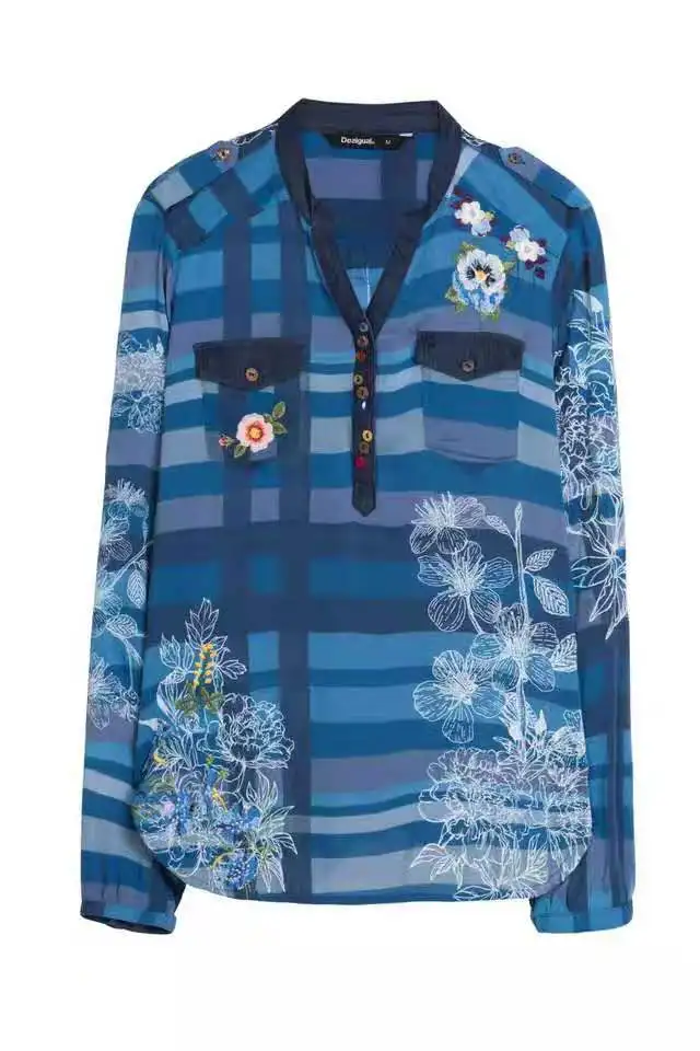 Модная блузка-рубашка с вышивкой Desigual