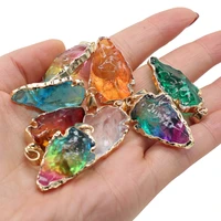 pretty natural crystal pendant colorful triangle quartz crystal charms pendant for women jewelry making diy necklace 20x30mm