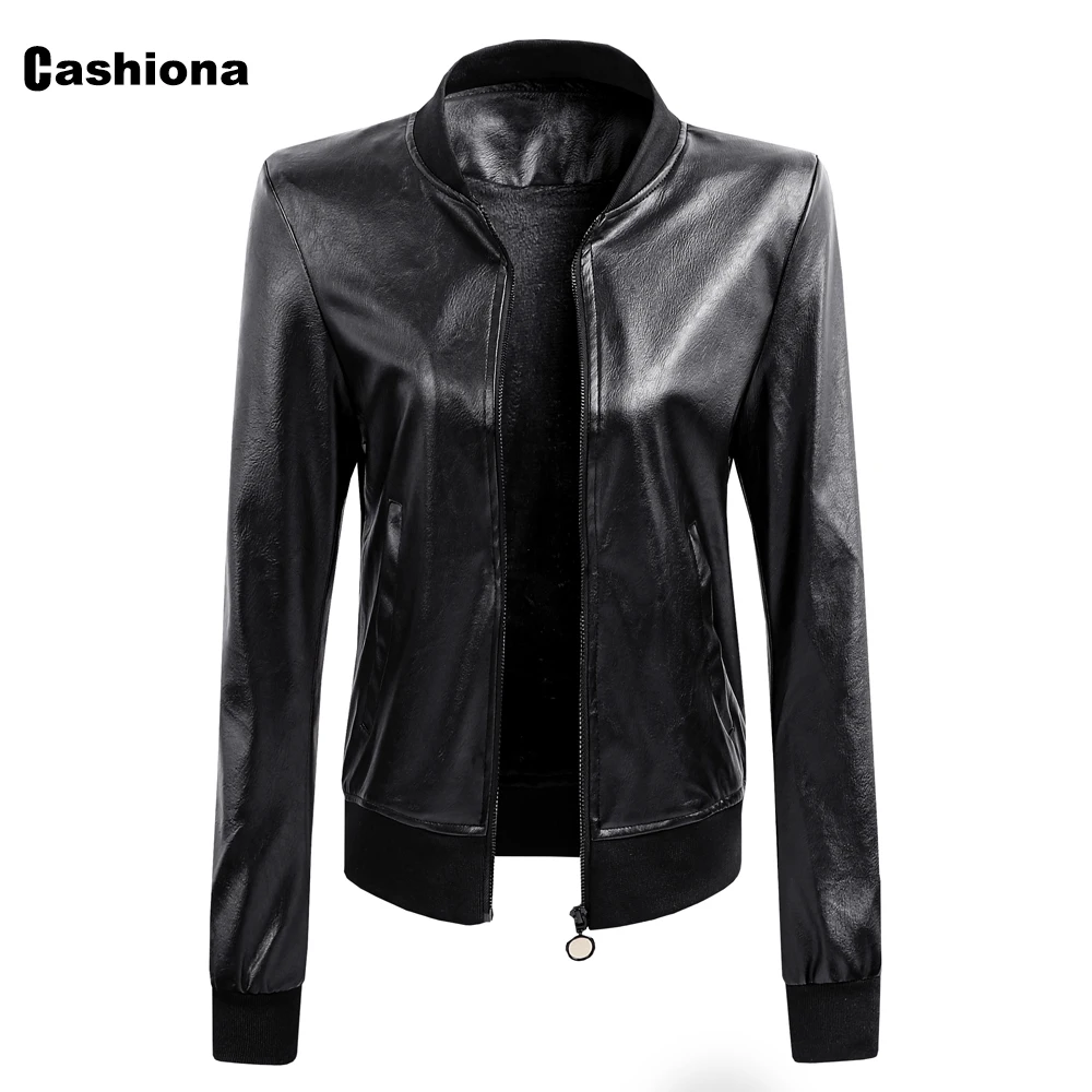 Женская куртка из искусственной кожи пикантная одежда осень 2021 топ с воротником