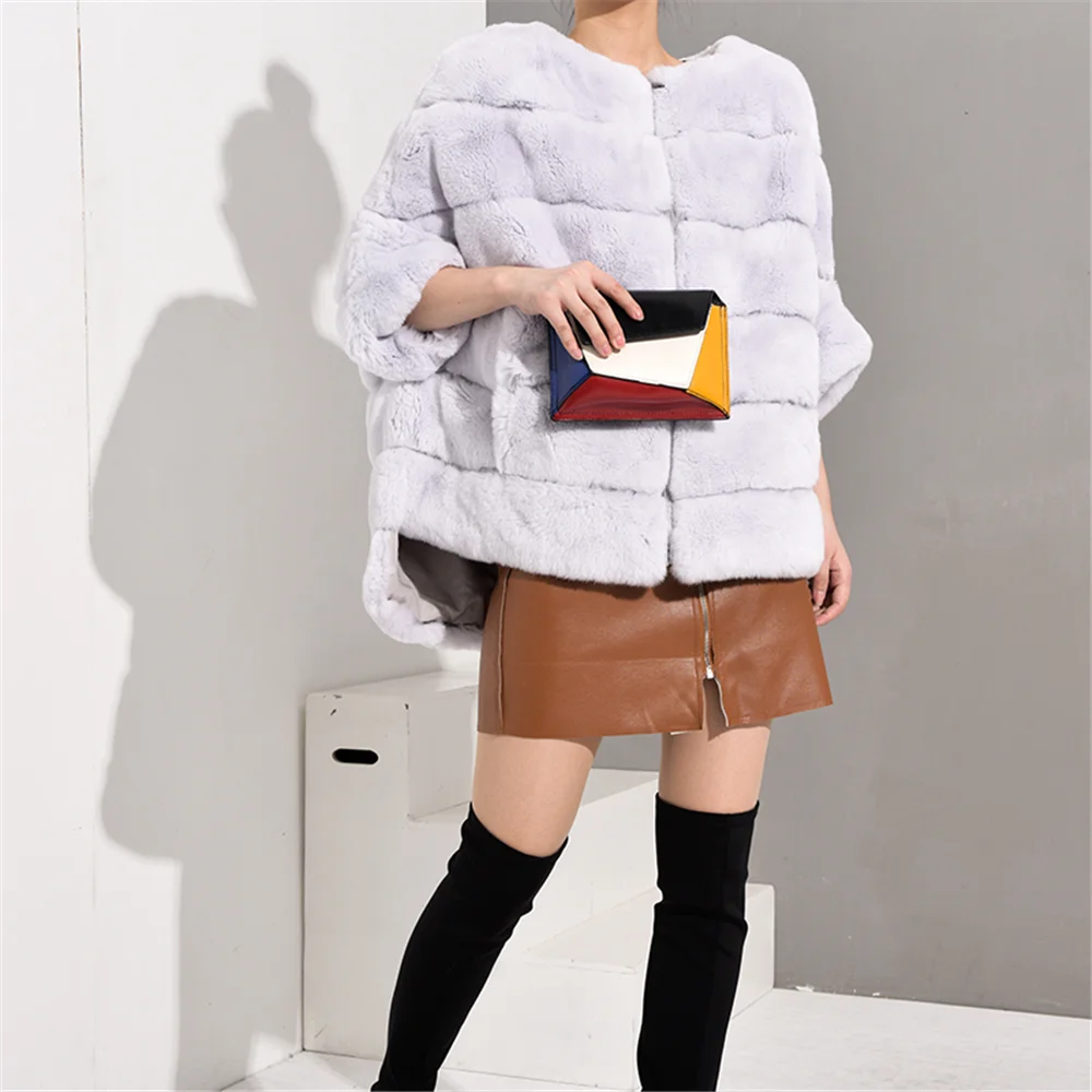 TOPFUR Winter Coat Women Real Fur Coat With Zipper Leather Jacket Women Rex Rabbit Fur Coat Rex Rabbit Fur Pullover Jacket