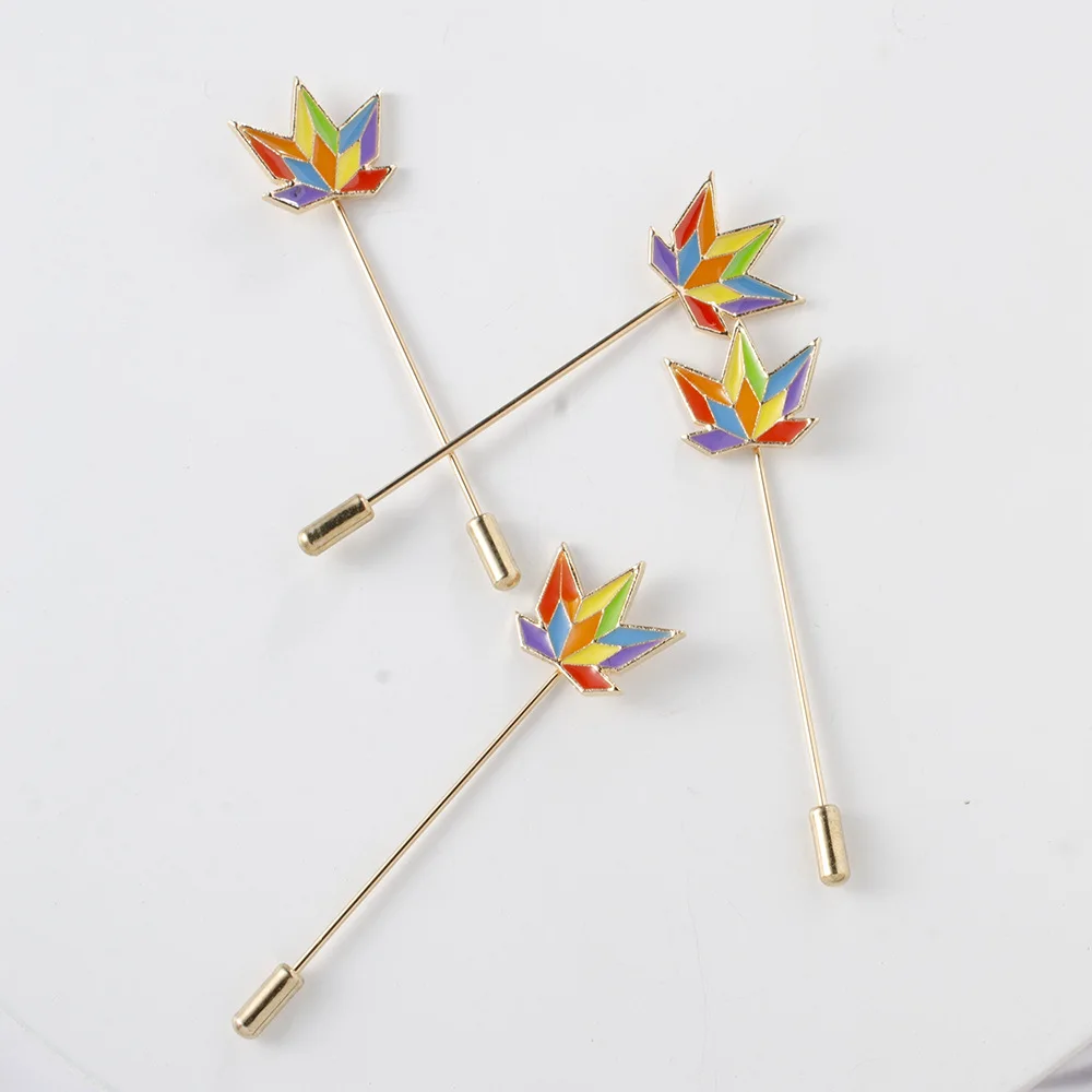 Брошь в форме кленовых листьев ABC025 ЛГБТ дизайн радужная брошь Металлическая