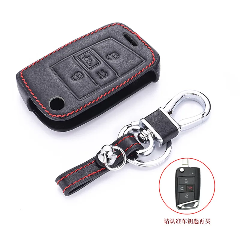 Кожаный чехол для автомобильных ключей держатель VW Volkswagen MK7 Golf 7 GTI 2017 2018 4 кнопки