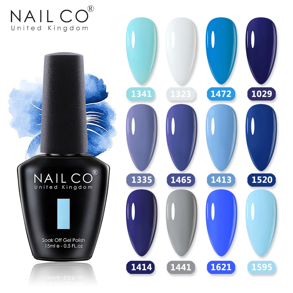 

NAILCO 15ml Blue Colors Gel Varnish Hybrid Nail Gel Polish Manicure Semi Permanent UV Primer Top Coat Nail Art Gel Nail Polish