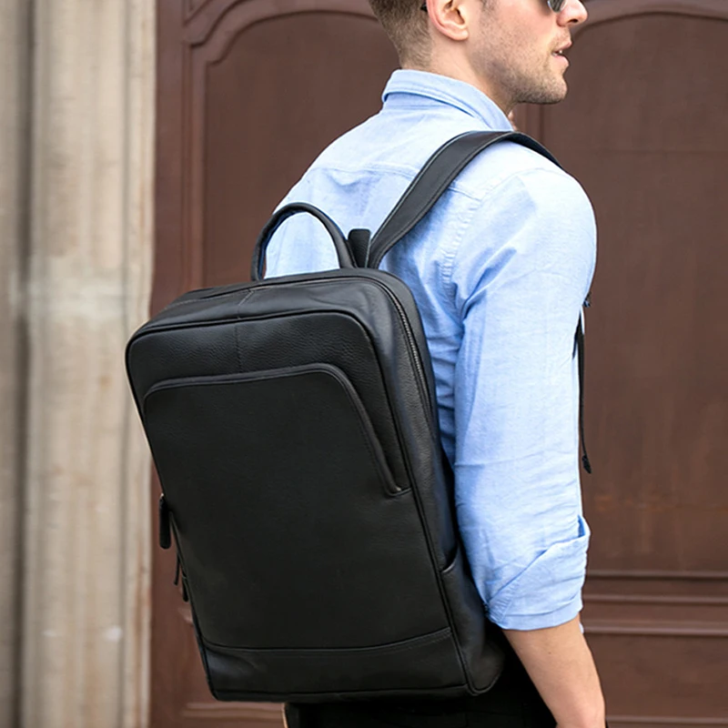 Кожаный рюкзак для ноутбука с натуральным лицевым покрытием ручной работы