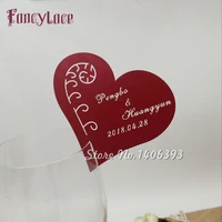 60pcs place name card heart glass wedding card party festive event table goblet decoration supplies decorative craft customized