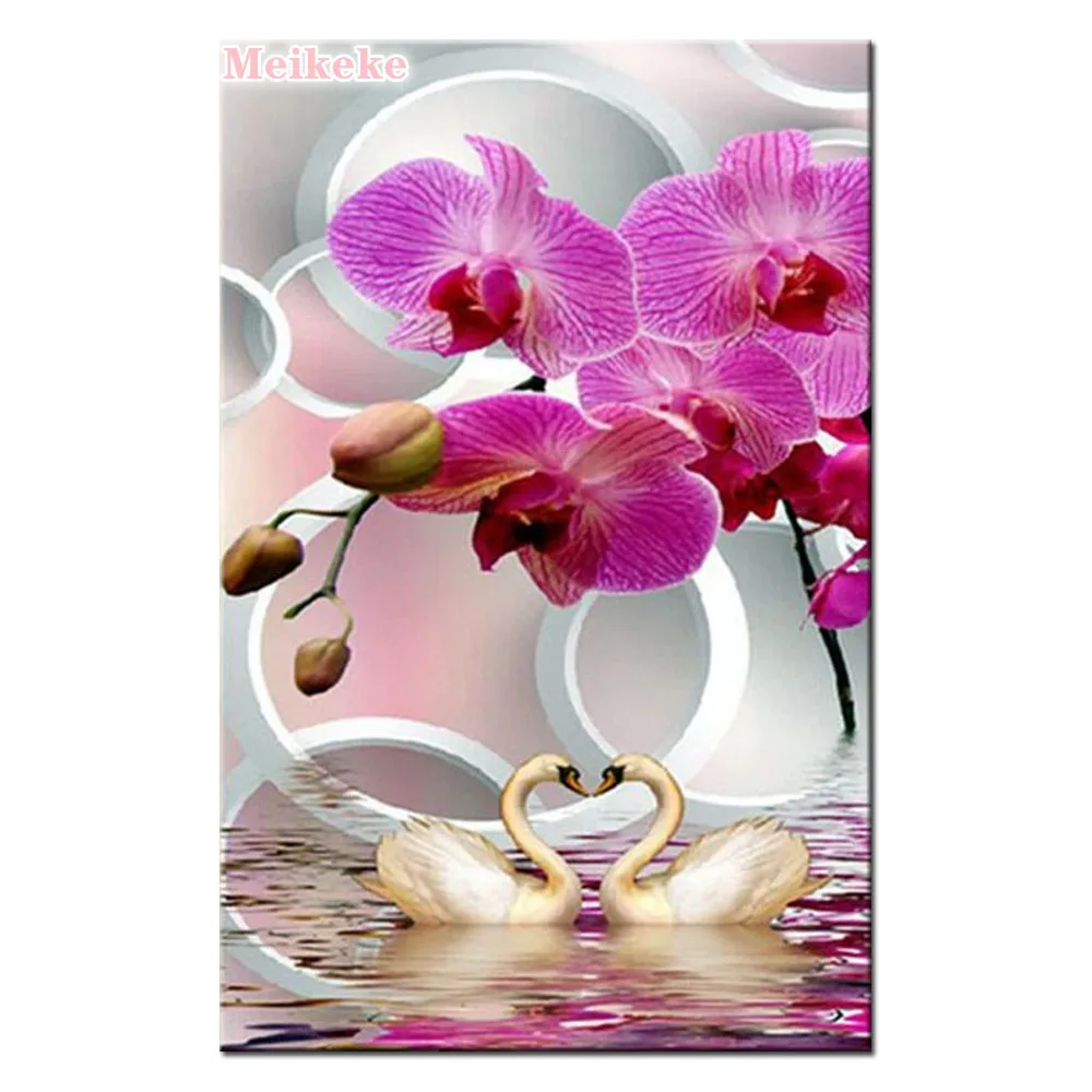 

diamond painting mosaic Swan orchid flower Rhinestone painting full square diy 3d pictures 5d diamond embroidery sale art