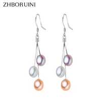 zhboruini 2021 pearl earrings natural freshwater pearl tassels pearl jewelry drop earrings 925 sterling silver jewelry for woman