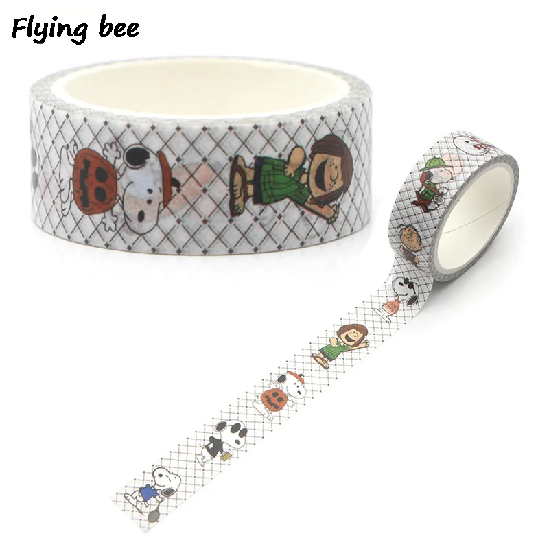 Flyingbee 15 мм X 5 м ПЭТ щенок Бумага васи клейкая лента милые собаки клейкая лента DIY Скрапбукинг наклейка этикетка маскирующая лента X0265