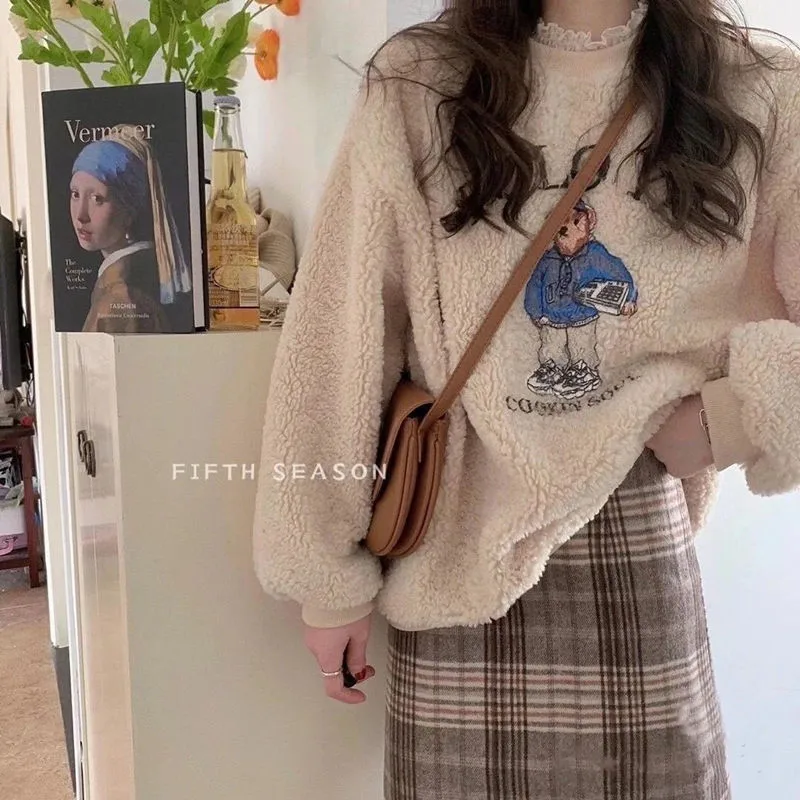 

Fashion Korea Oversize Fashion New Kawaii Soft Hoodies Streetwear Spring Lovely Loose Chic Autumn Loose female Harajuku Tops