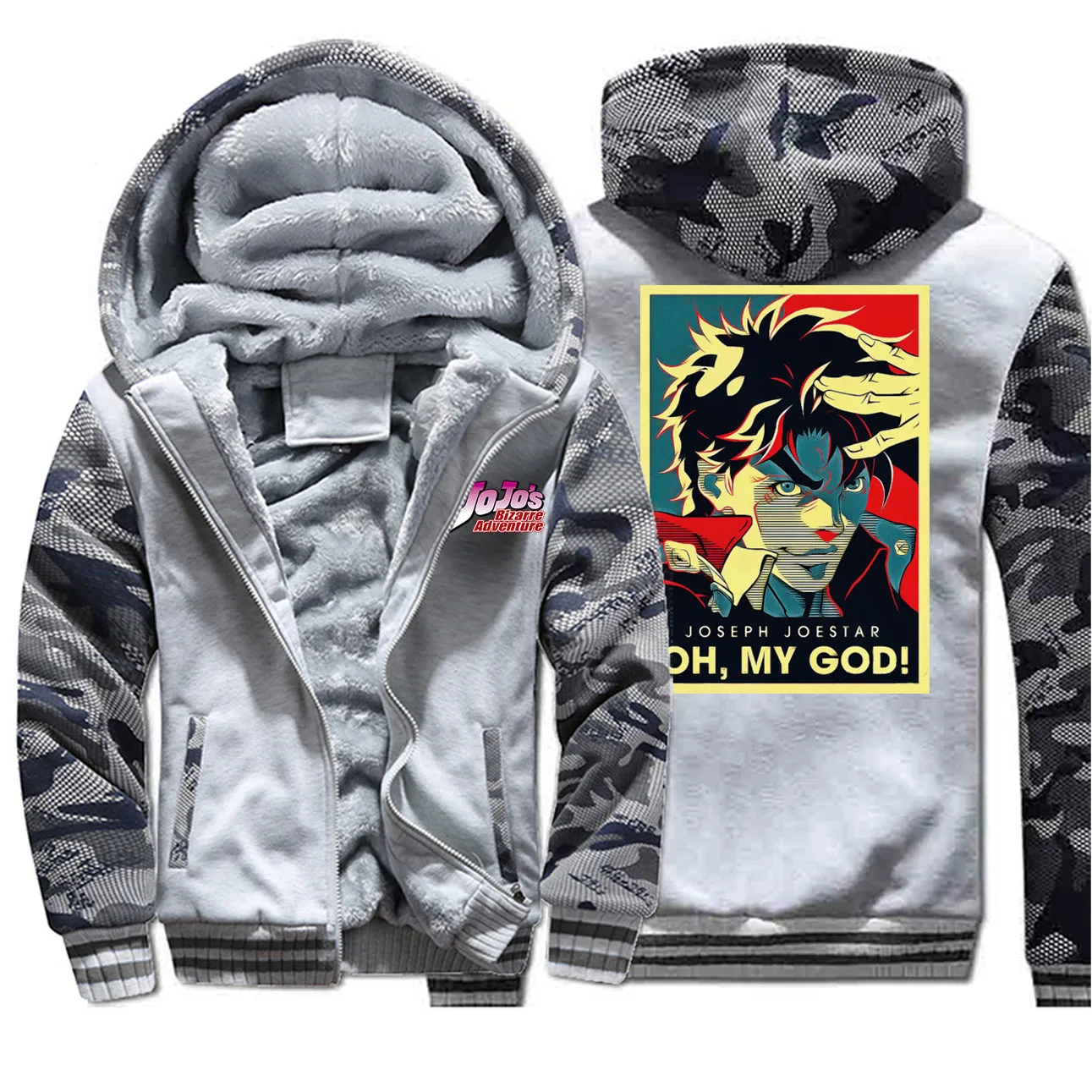 Мужская куртка Jojo's Bizarre Adventure Japan Anime Oh My God Joseph Joestar Camo теплая уличная в стиле