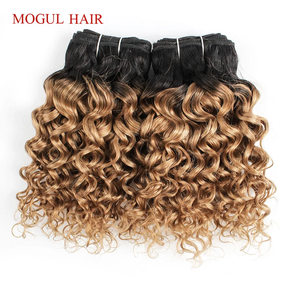 MOGUL волосы 50 г/шт. 4/6 пряди с закрытием волна воды Омбре медовый блонд бразильские Remy человеческие волосы коричневый короткий Боб Стиль