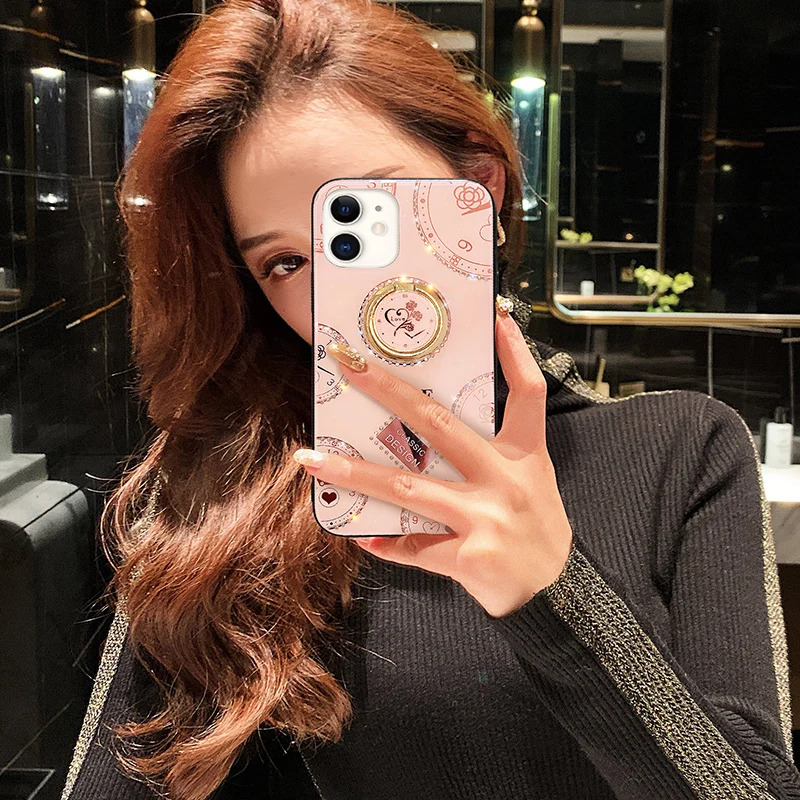 Роскошный блестящий чехол-подставка для iPhone 12 11 Pro X XR XS MAX SE2020 6 7 8 Plus Samsung S 9 10 Note 20