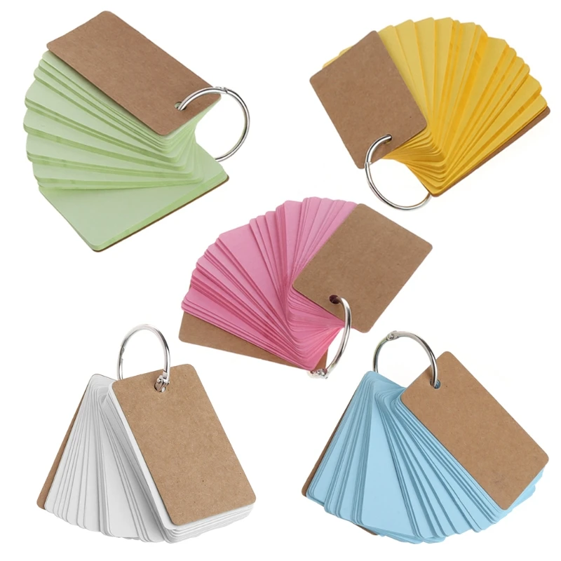 High Quality Kraft Paper Binder Ring Easy Flip Flash Cards Study Memo Pads DIY Stationery | Канцтовары для офиса и дома
