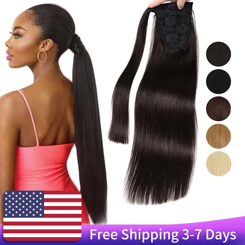 

MRSHAIR 100% человеческие волосы для наращивания конский хвост волосы обернуть вокруг конский хвост бразильские прямые волосы для чернокожих же...