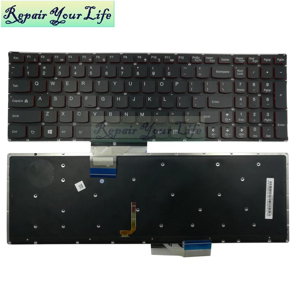 

laptop keyboard for Lenovo Y50-70 Y70-70 U530 US English standard black with backlit 25215958 136520YS1 backlight accessories